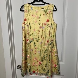 TAHARI Embroidered Mesh Shift Dress